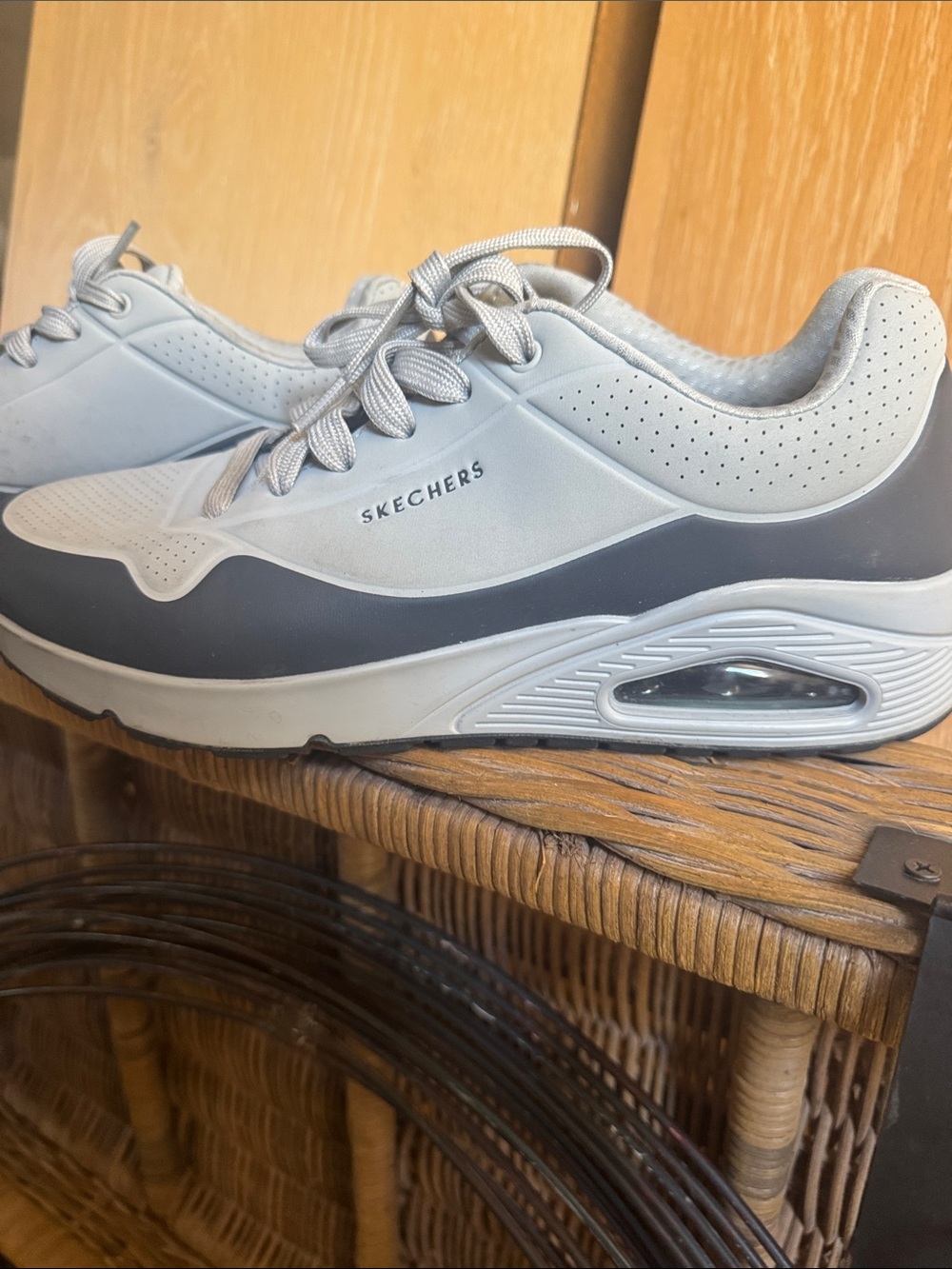 Skechers Men's Two-Tone Gray and White Air-Cushion Athletic Sneaker